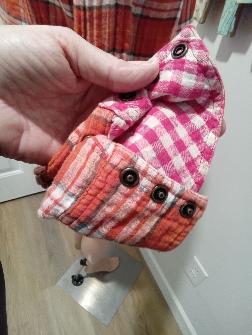 Vintage Y2K American Eagle Outfitters Sz 12 Orange Plaid Pear Snap Western Butto - Picture 16 of 16